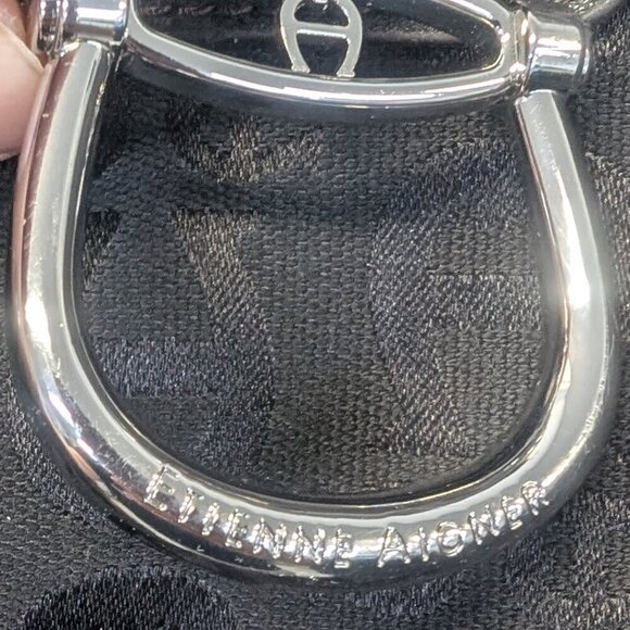 Etienne Aigner - Black Leather Canvas Handbag Totebag Purse - Picture 2 of 14